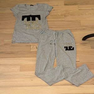 Gray Tee with Black and Gold Logo